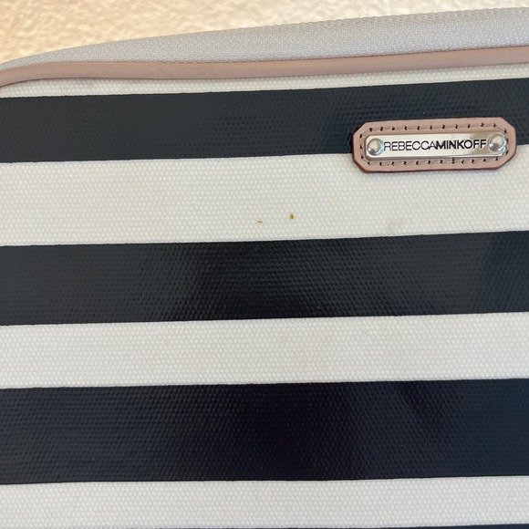 Rebecca Minkoff black and white stripe crossbody tabitha tablet sleeve case - Picture 6 of 7